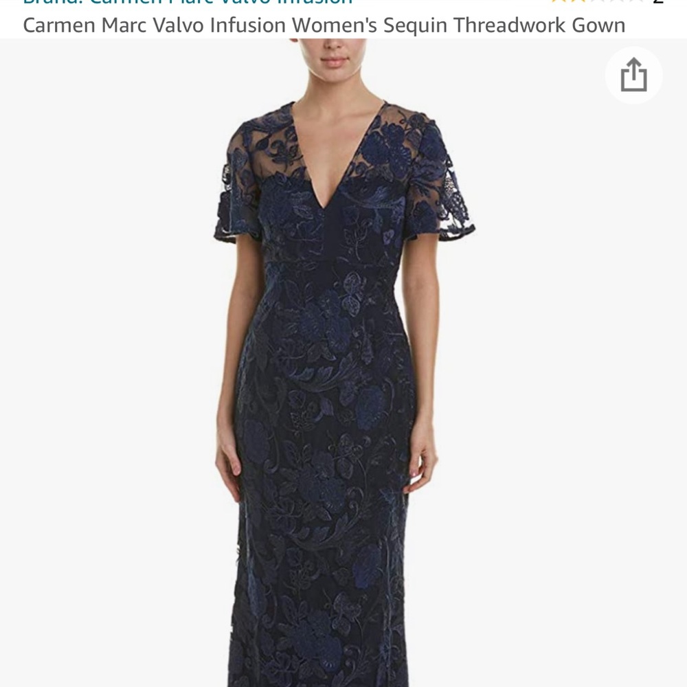 Carmen Marc Infusion Women’s Sequin Thread Work Gown, Navy size 2